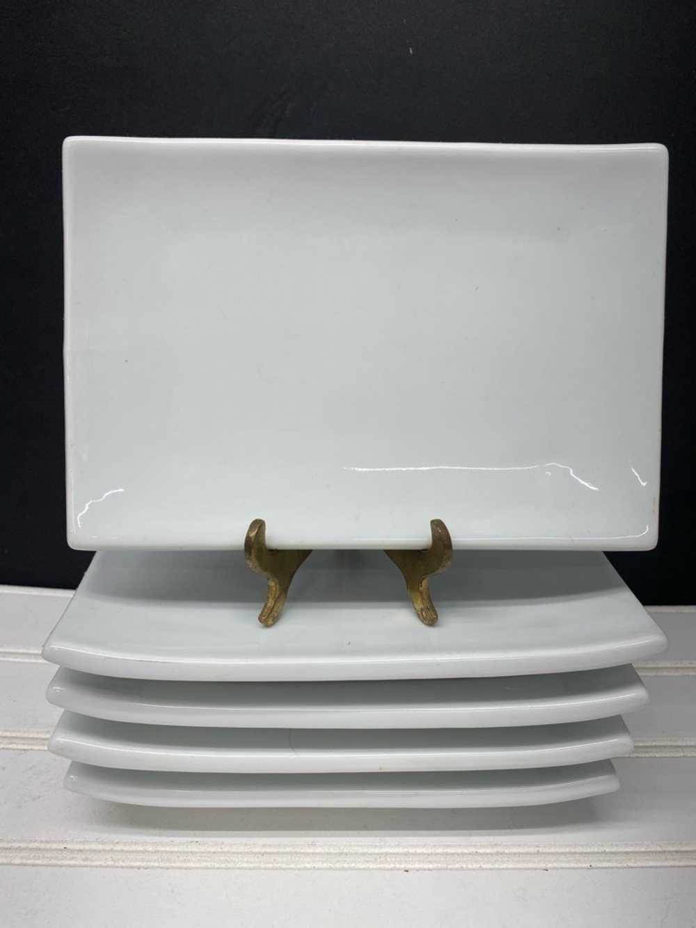 Pier 1 Appetizer Plates Rectangular White Porcelain Set of Five